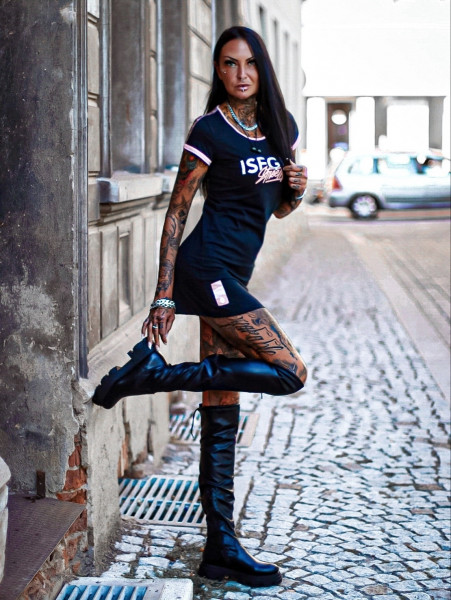 ISEGRIM T-Shirt Kleid Logo antique pink /black